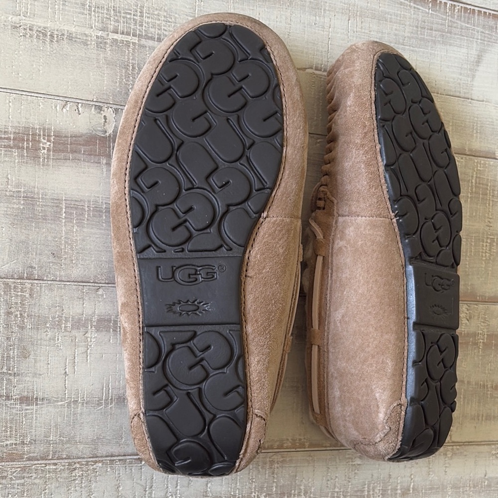 UGG Tan Shearling Moccasin Slippers - Picture 6 of 7